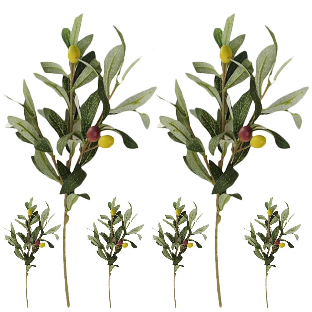 

6 Pcs Artificial Olive Branch Flower Arrangement Decor Tree Branches Home Fake Stems for Vases Wedding Greenery