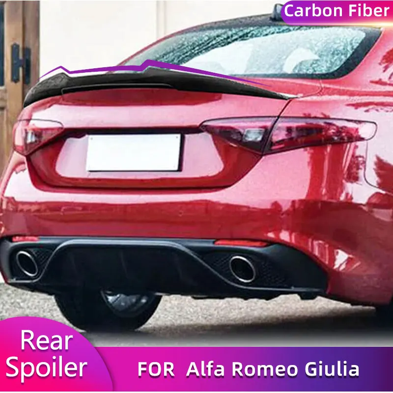 

Carbon Fiber Car Rear Trunk Spoiler Wings For Alfa Romeo Giulia Sedan 4-Door 2015-2017 Auto Tail Boot Lid Wing Lip Spoiler