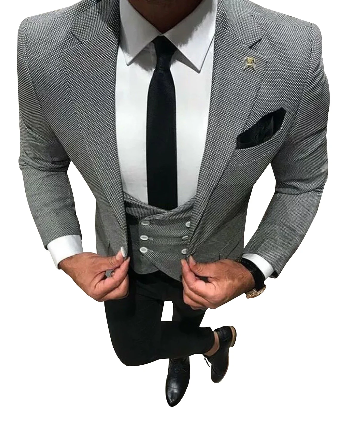 Men's Suit Plaid Notch Lapel(Jacket+Vest+Pants)