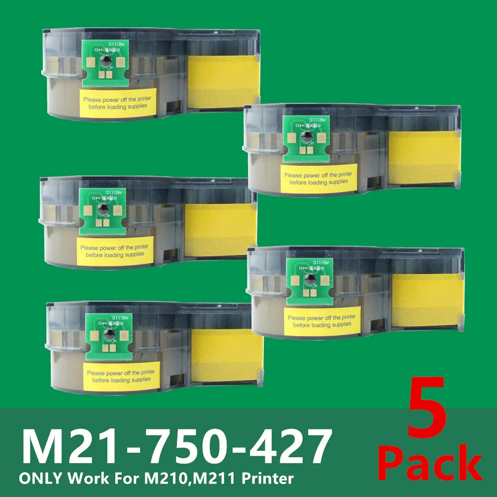 

5PK With New CHIP M210 M21-750-427 Self Lam Vinyl Label Tape Cartridge Ribbon Tags For Labeller,Portable Printer,19.1mm*4.27m
