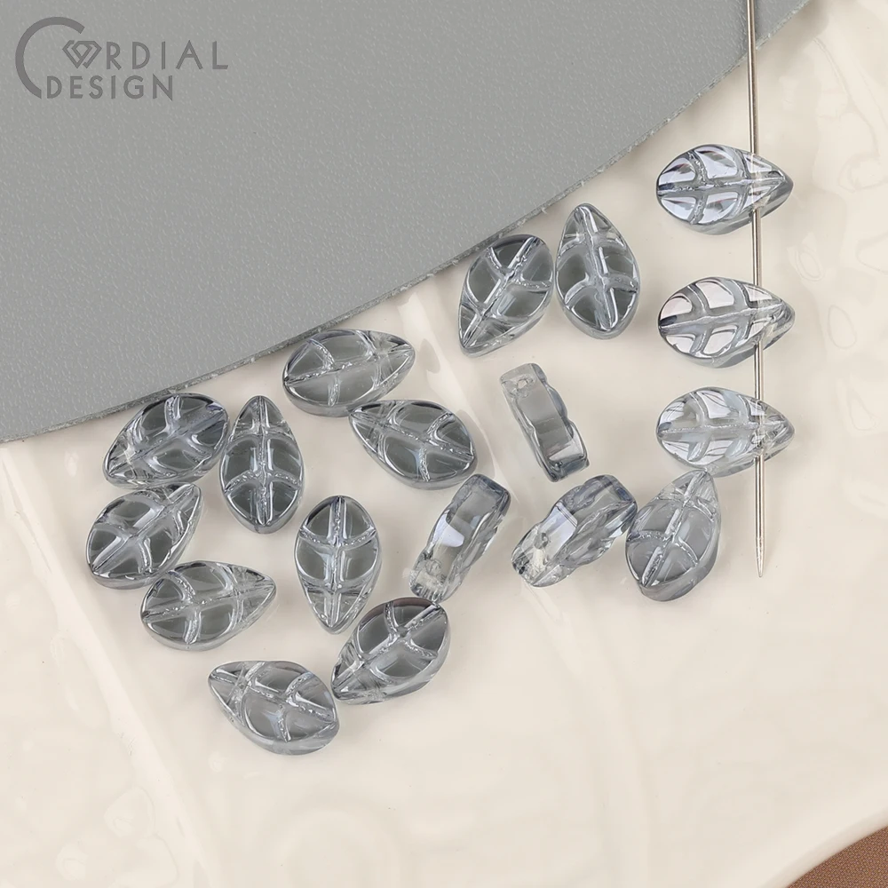 Cordial Design 7*11MM 500pcs DIY Glass Bead/Carving Effect/Leaf Shape/Aurora Effect/Jewelry Findings & Components/Hand Made - cordial