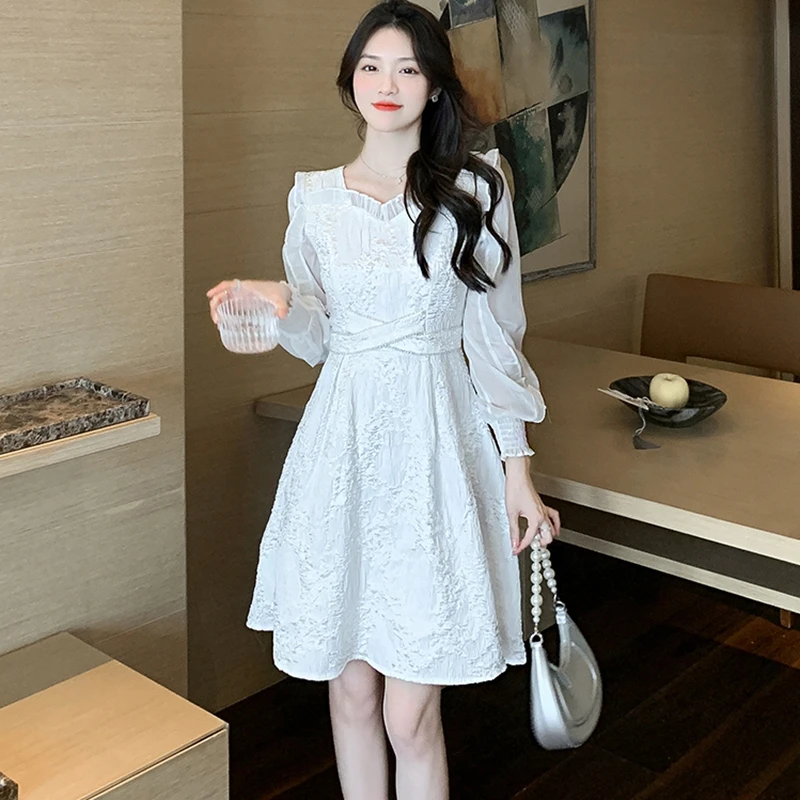 

2023 Spring New Women's Dress Fashion Slim Receive Waist Versatile Free Shipping