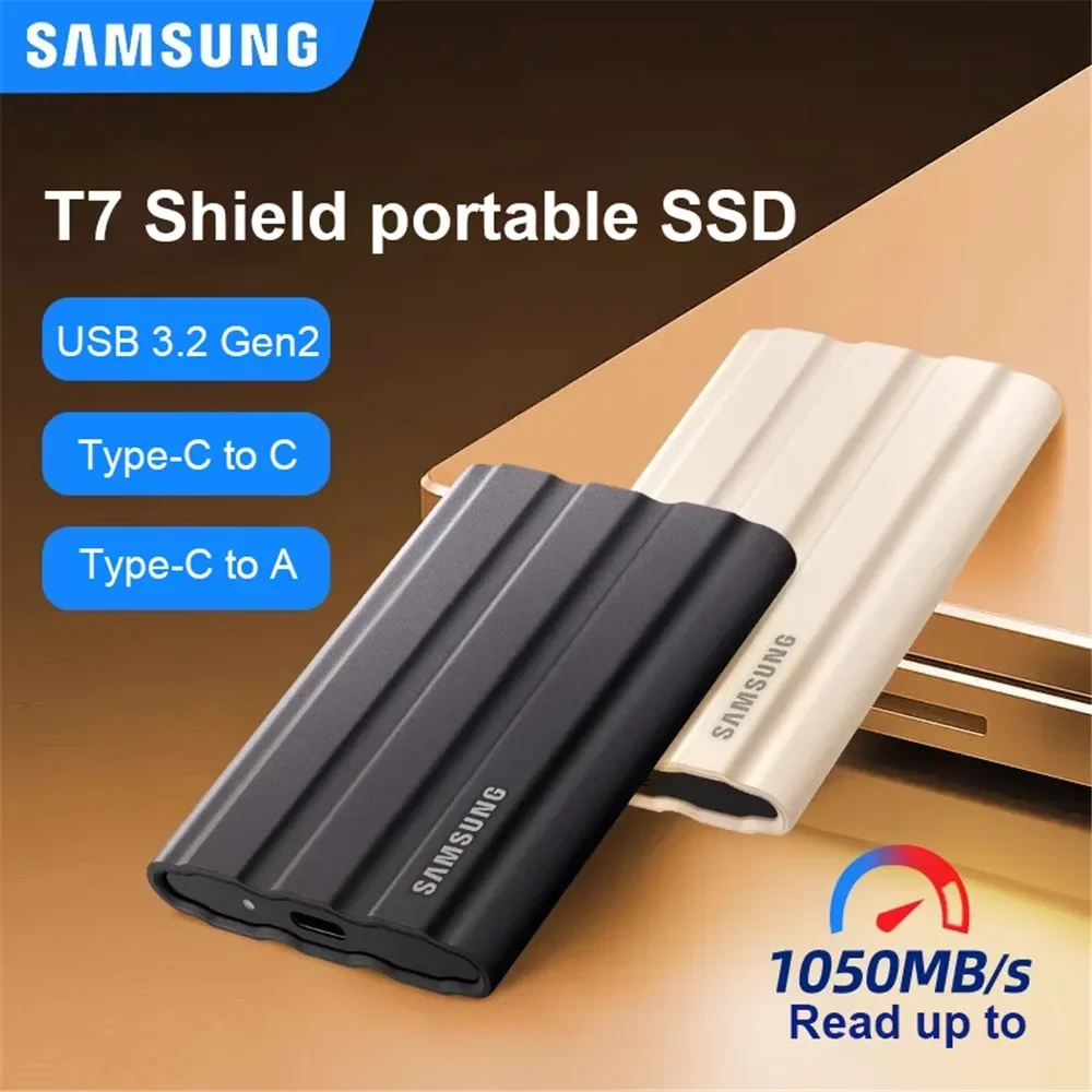 

SAMSUNG Portable SSD T7 Shield 1TB 2TB 4TB External SSD USB 3.2 Gen2 Type-C Type-A External Solid State Drive for Laptop Desktop