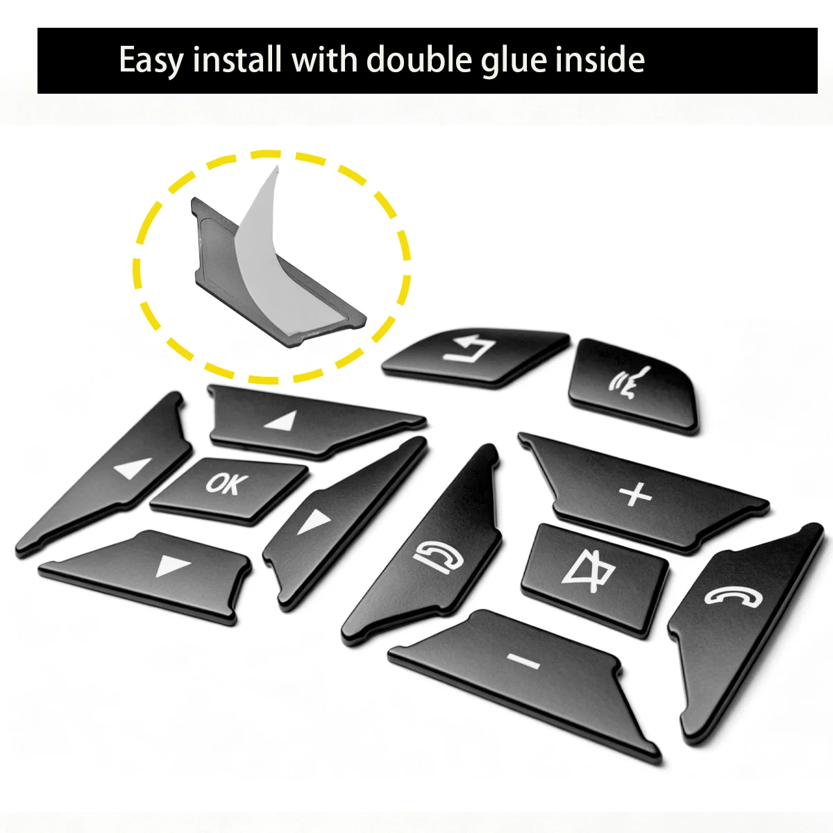 Elegant Black Steering Wheel Button Switch Trim Cover Sticker