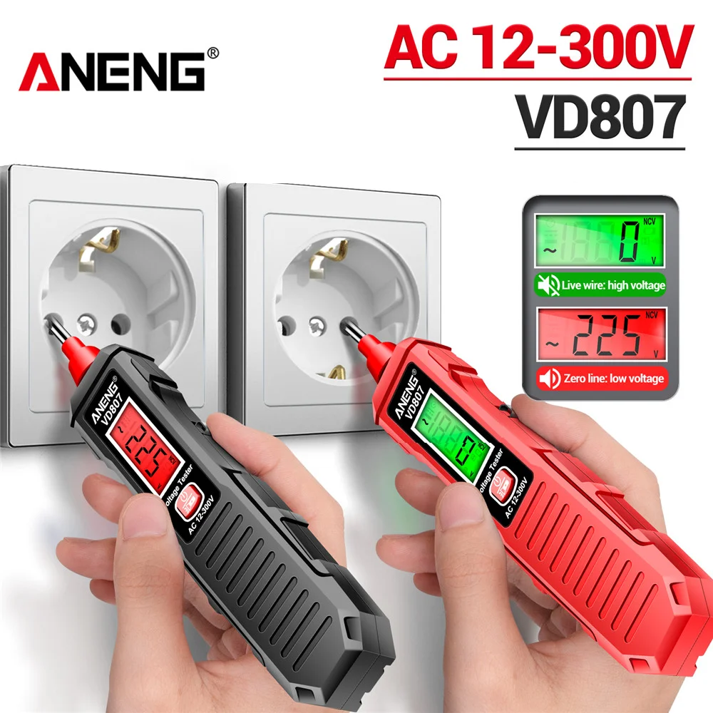 Electric Pen Tester ANENG VD807 One-word Induction Portable 50/60Hz Smart Electric Pen Tester NCV Sensor AC 12-300V Non-contact Wire Detector Tools