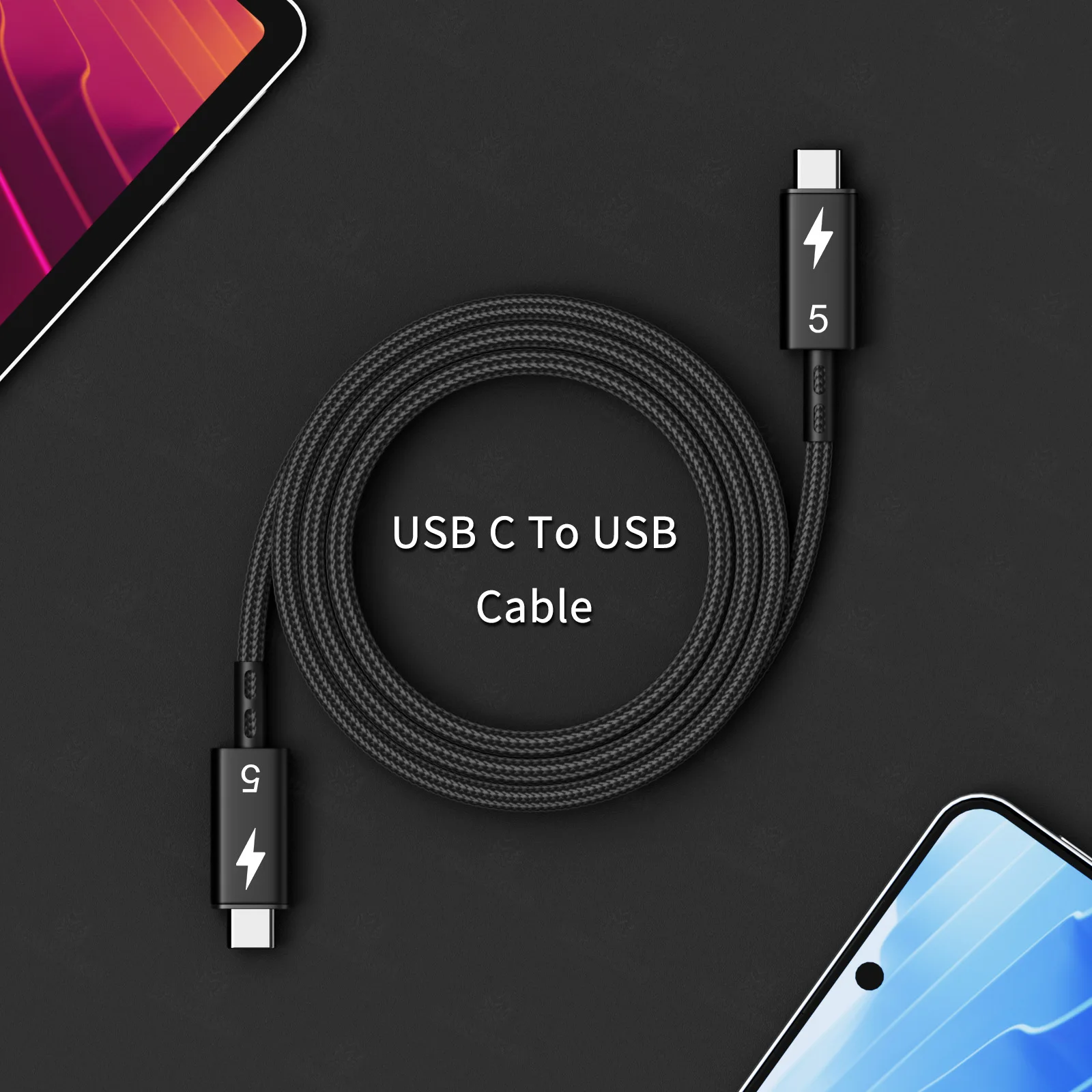 120Gbps 썬더볼트 5 데이터 케이블 PD 240W 8K60Hz 썬더볼트 4 USB4 호환, 모든 기능 지원, 고속 전송, 고속 충전