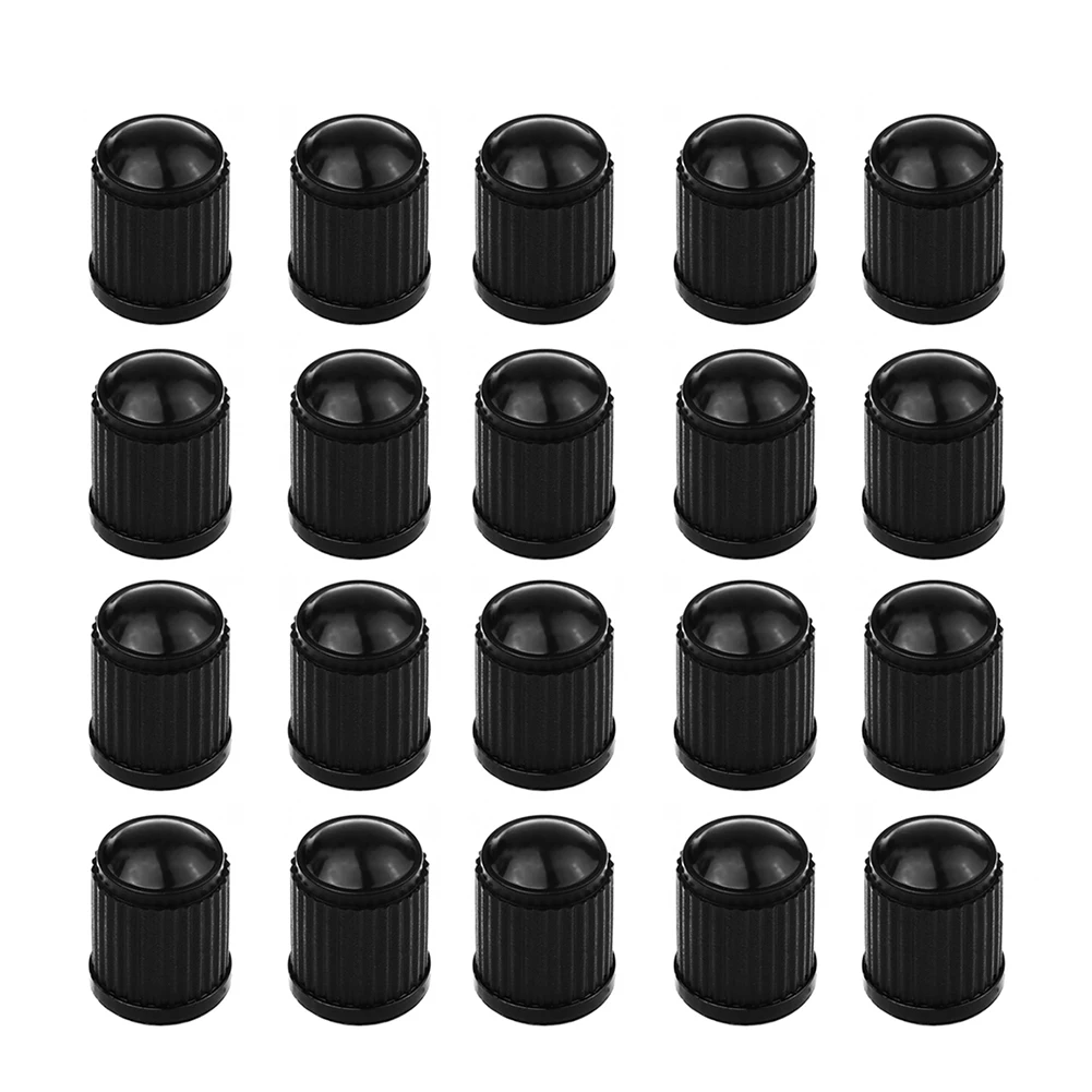 

20X Black Plastic Car Tire Valve Stem Cap Dome Shape Dust Valve Cap To Prevent Air Leak Sandy Soil Get Into Tires