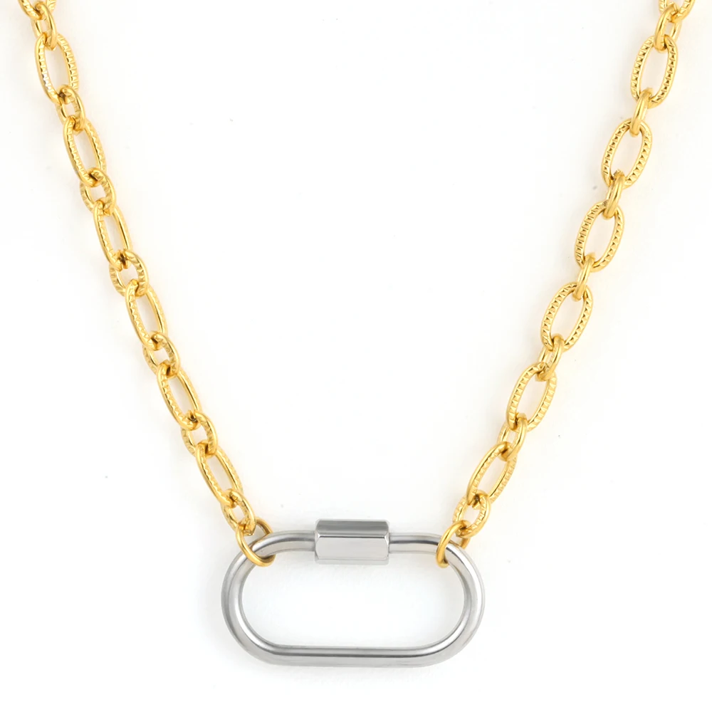 Gute qualität frauen edelstahl goldene halskette mit herzförmigen ovalen form taste anhänger mode frauen schmuck geschenk – Detail 4