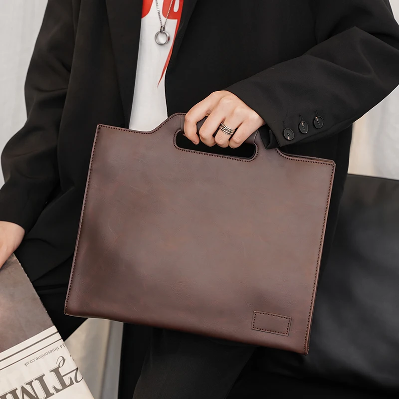 

Original 2024 New Handbag Leather Shoulder Bag Youth Crossbody Bag Men's Business Briefcase Envelope File Bag Designer Brand