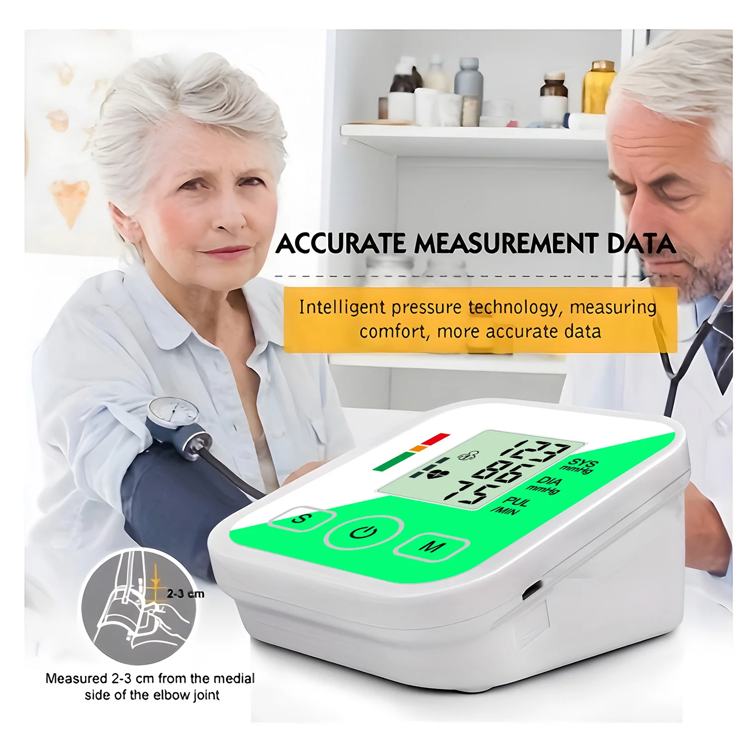 Medical Arm Blood Pressure Monitor Users BP Automatic Professional Portable Tonometer Digital Tensiometer Heart Rate