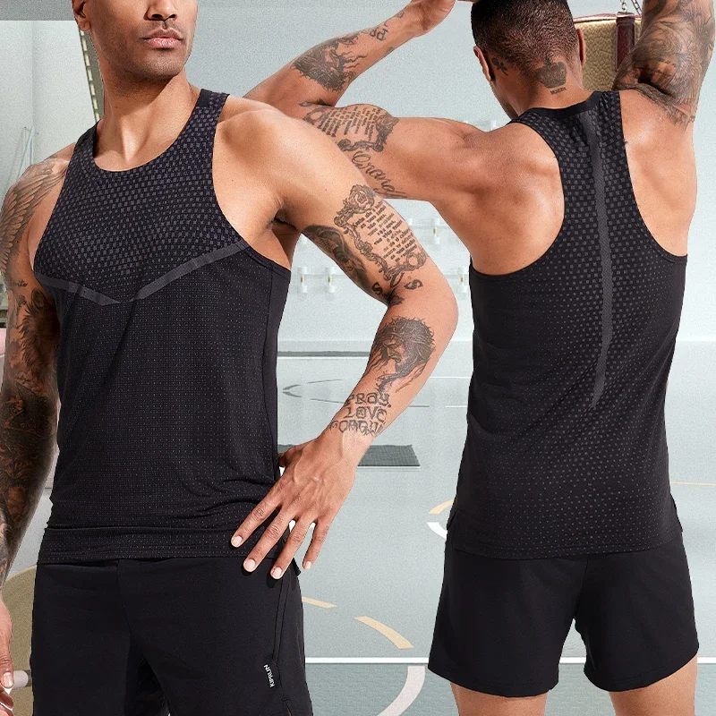 Men's Running Vest Outdoor Training Clothing Male Sportswear Sleeveless T-shirt Gym Jogging Tank Top Bodybuilding T Shirt 3