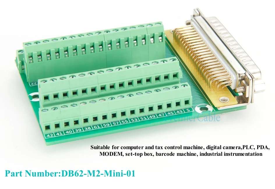 D-SUB Breakout PCB-Platine DB62 Männlich Schraublos Lötfreie Breakout-Platine Bearbeitbare DIN-Schienen-Montage Anschlussblock Signalmodul – Detail 7