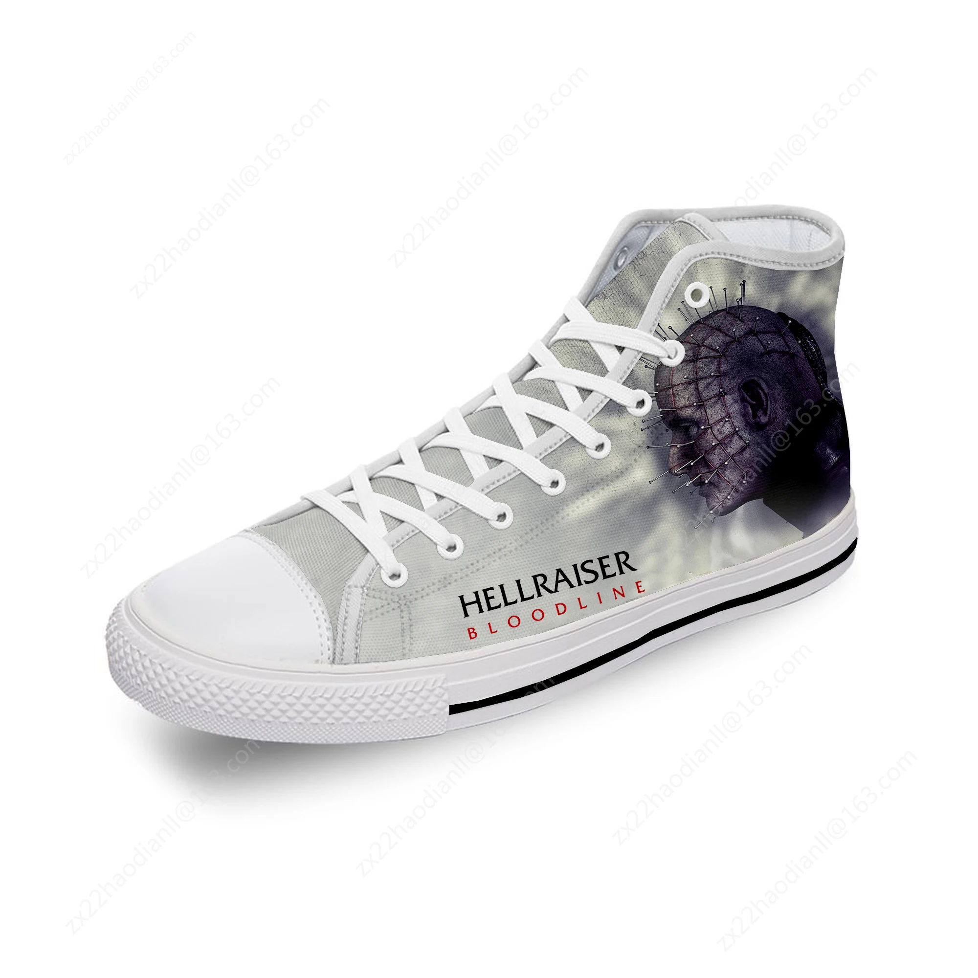 Hellraiser Movie Pinhead Horror White Cloth Fashion 3D Print High Top Canvas Shoes Men Women Lightweight Breathable Sneakers