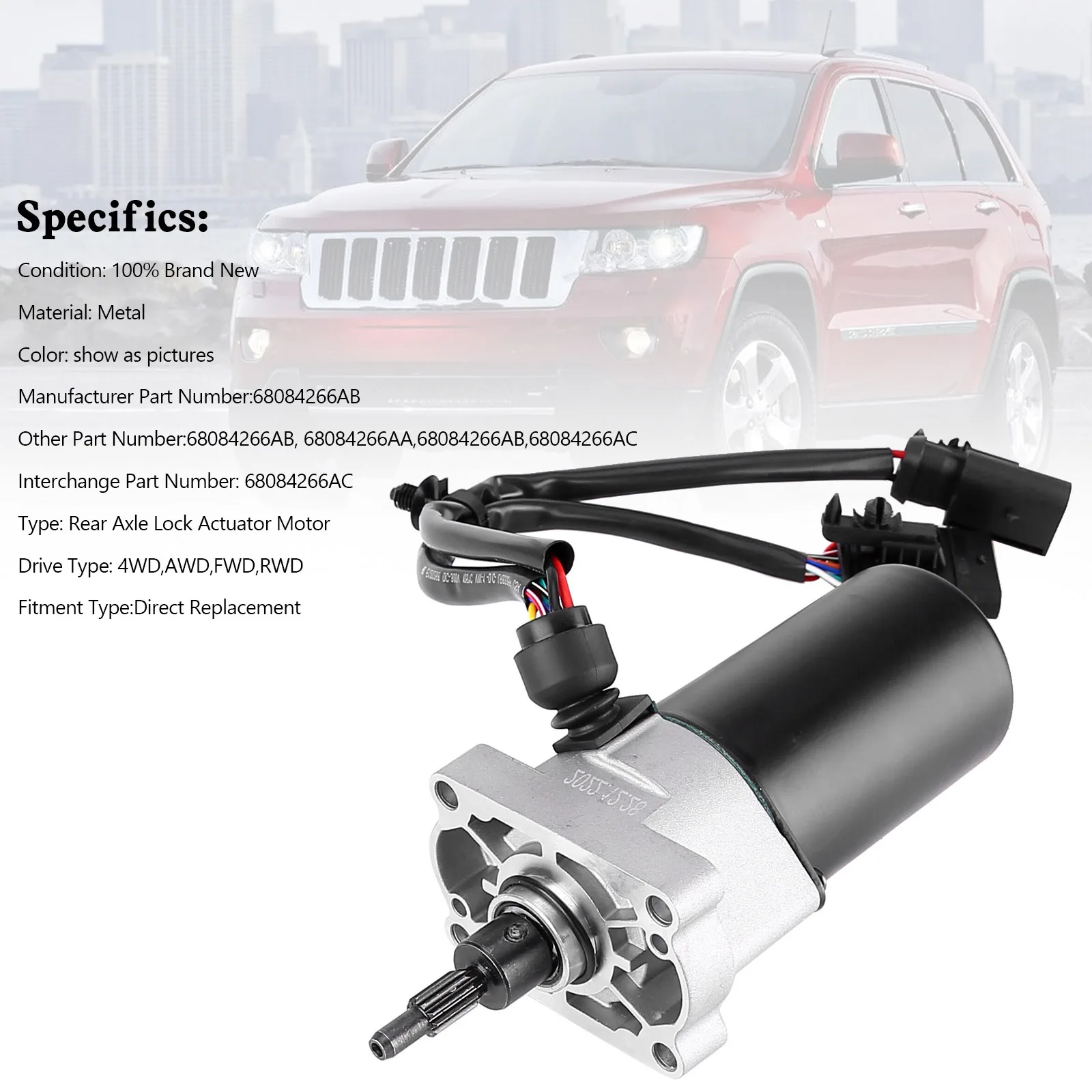 Artudatech Differentialverriegelungsmotor für die Hinterachse 68084266 AB für Jeep Grand Cherokee 11–2016 Autozubehör – Detail 2