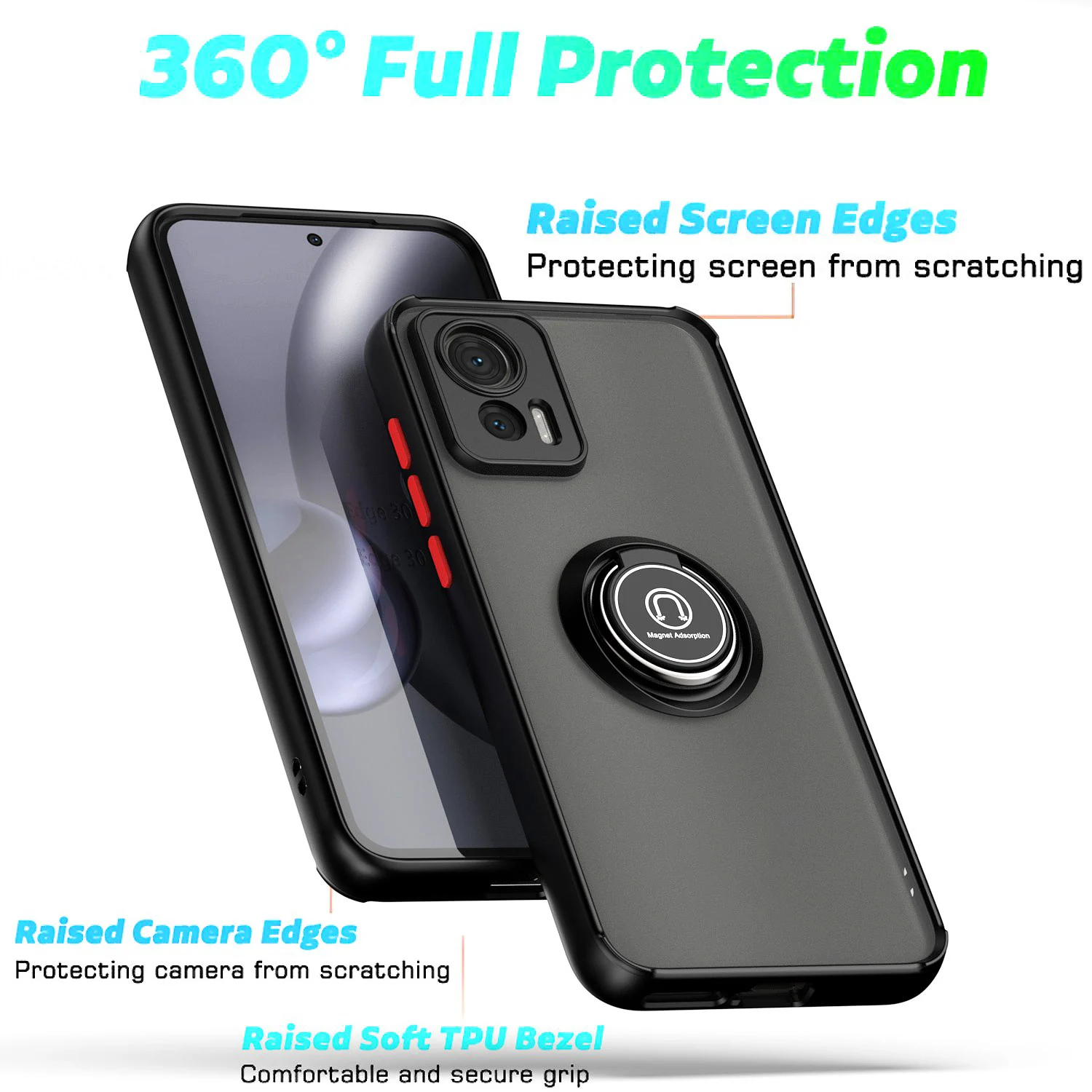 Motorola Edge Series Shockproof Case with Fall Prevention and Ring Stand Holder