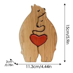 Bear Family Theme Wooden Art Puzzle - DIY Sculpture and Home Decor Gift (2 bears)