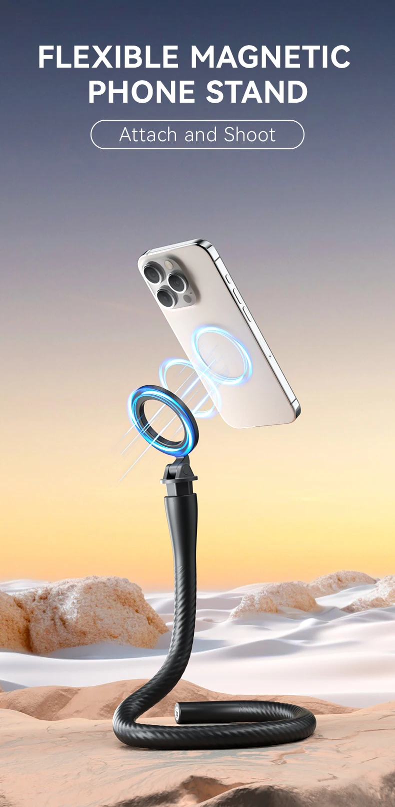 Magnetic Flexible Phone Mount Clamp Stand Phone Holder for iPhone 16 15 14 13 12