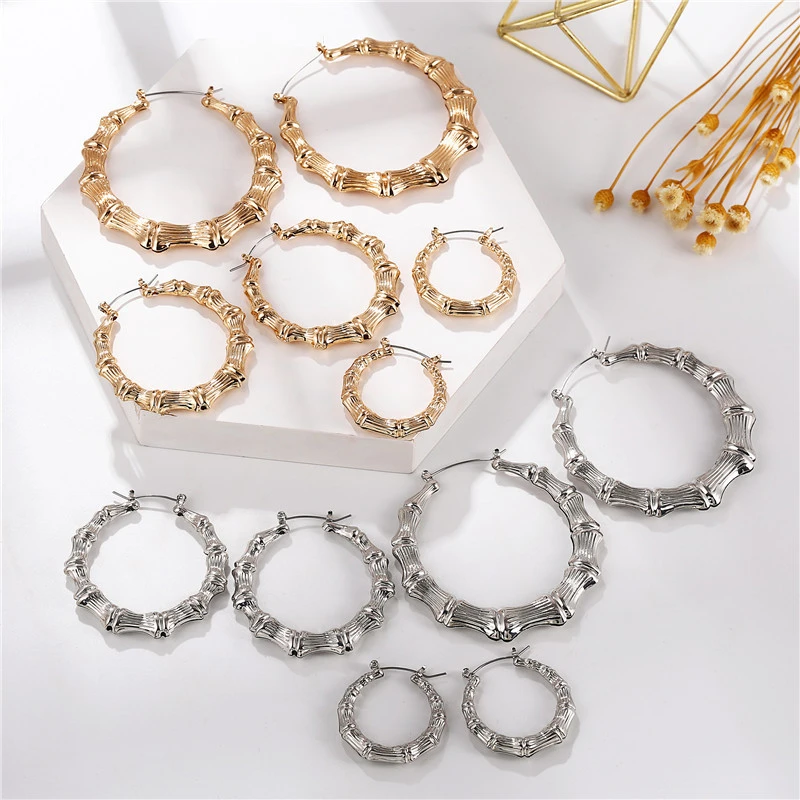 3pairs Hoop Earrings Set Big Geometry Round Circle Earring for Women Girls Gold Color Metal Exaggerate Earring Party Jewelry