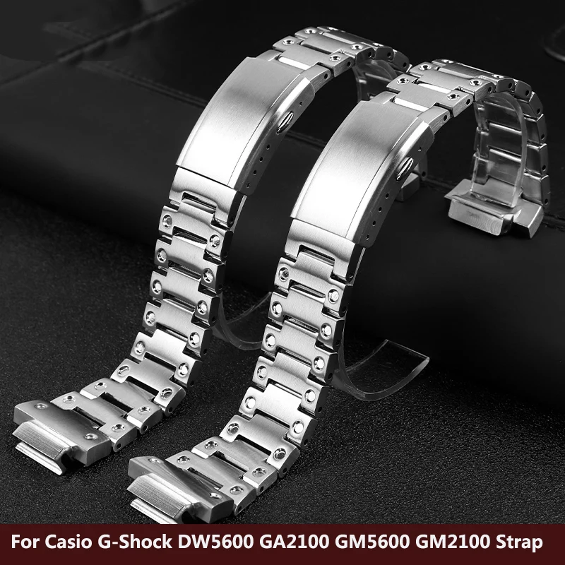 

Stainless Steel Watchband for Casio G-Shock GWM5610 DW5600 GW-5000 G-5600 GA2100 GM5600 GM2100 Solid Steel Watch Strap 16mm Men