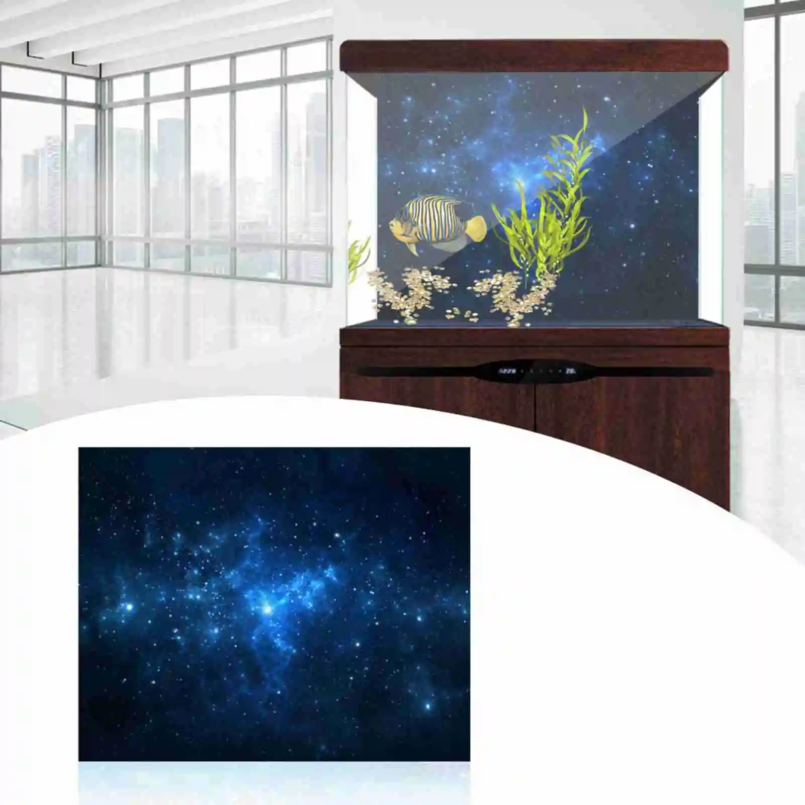 PVC Adhesive Star Dust Aquarium Fish Tank Background Poster Backdrop Decoration Paper Starry Sky Nebula Background Decoration