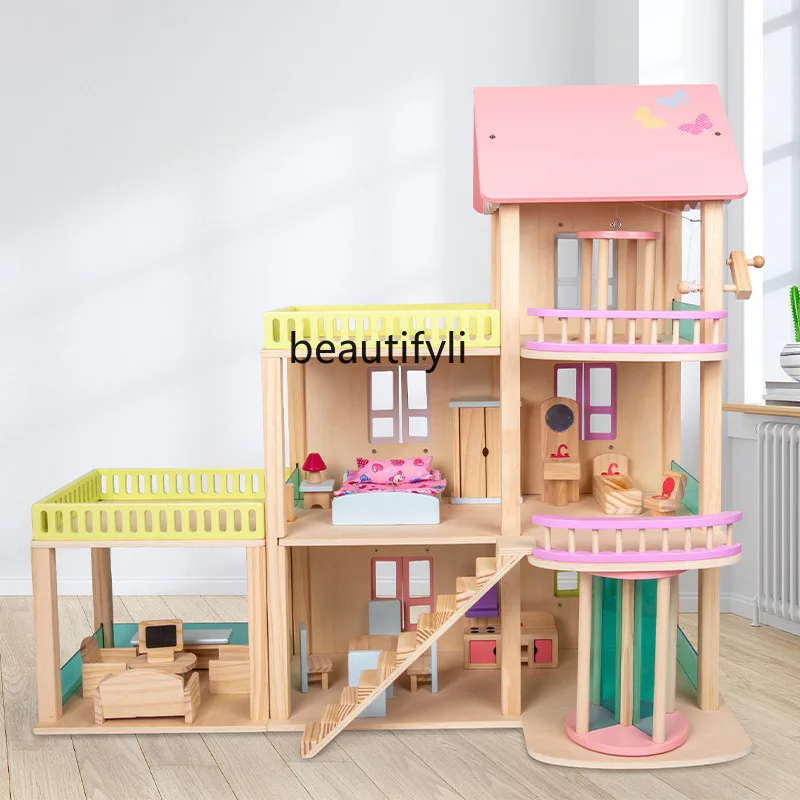 Children play house girl European style large villa doll house bed toy small class kindergarten