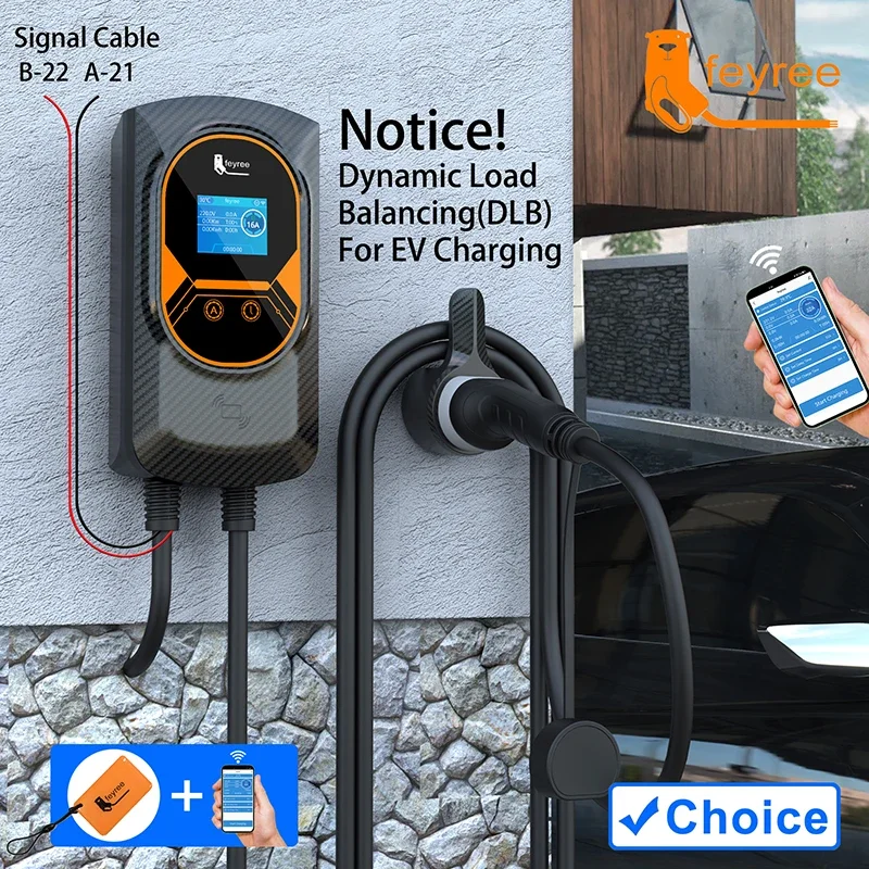 Feyree Ev Charger Type2 Cable 32A 7.6Kw Carico Dinamico Blancing Evse Wallbox App Funzione 11Kw 22Kw Stazione Di Ricarica Auto Elettrica