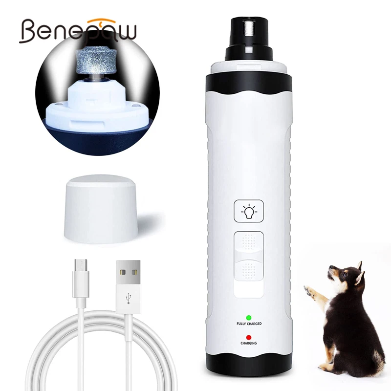 

Benepaw Light Electric Dog Nail Grinder USB Rechargeable ​​Low Noise Painless Pet Nail Trimmer For Large Medium Small Dogs Cats