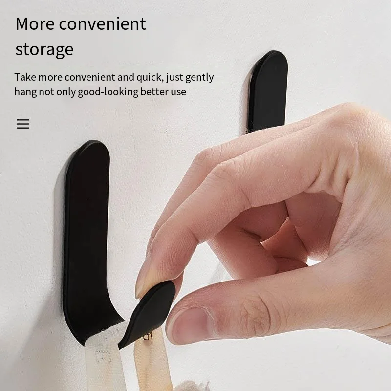 Description Picture 2 of itemPunch-Free Hook Behind The Door Wall-Mounted Aluminum Clothes Coat Hook Bathroom Kitchen Metal Single Hook Strong Adhesive Hook