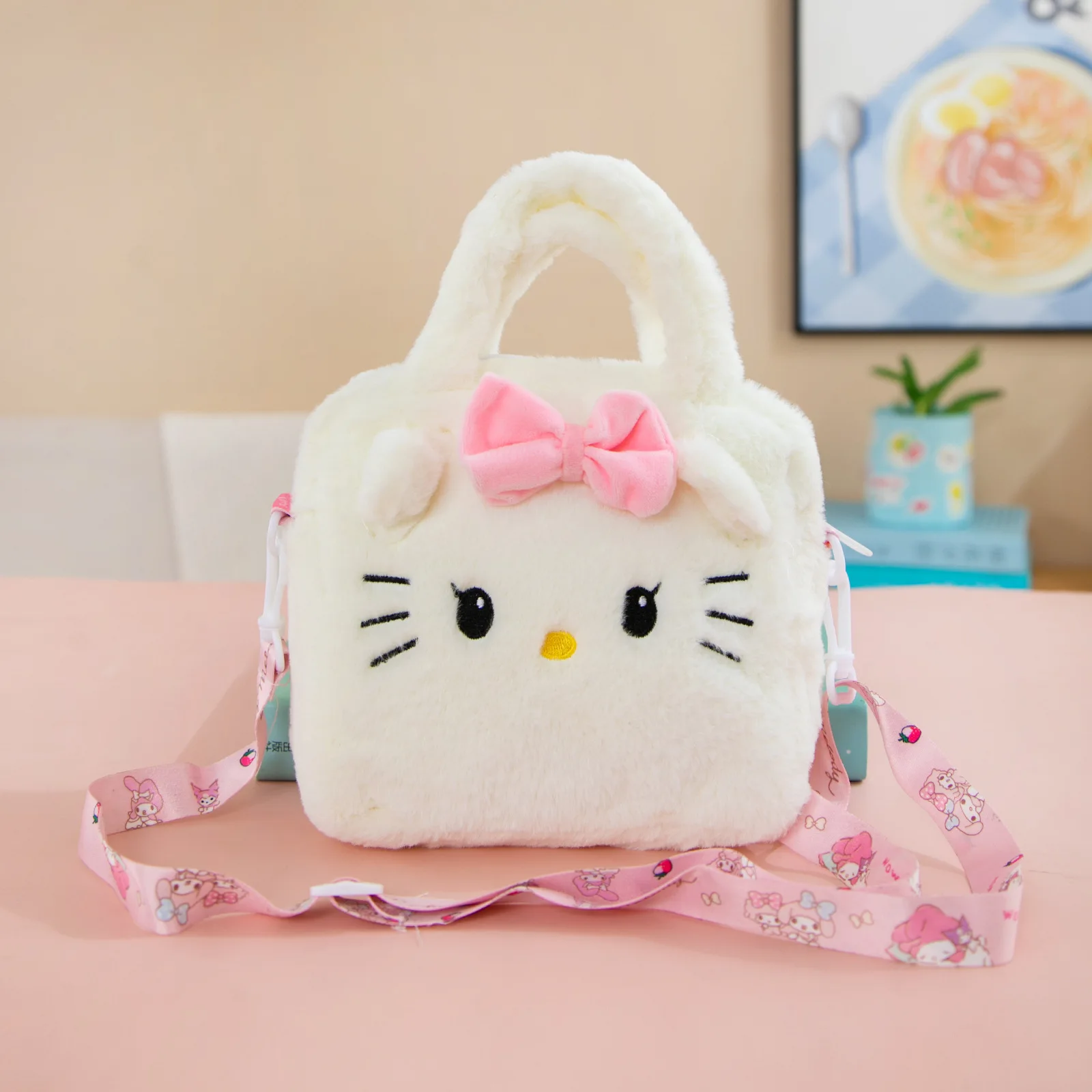 Wholesale Sanrio Plush Bag Kuromi Backpack Handbag Cinnamoroll Handbag Melody Shoulder Bags Hello Kitty Makeup Bag Gift For Girl