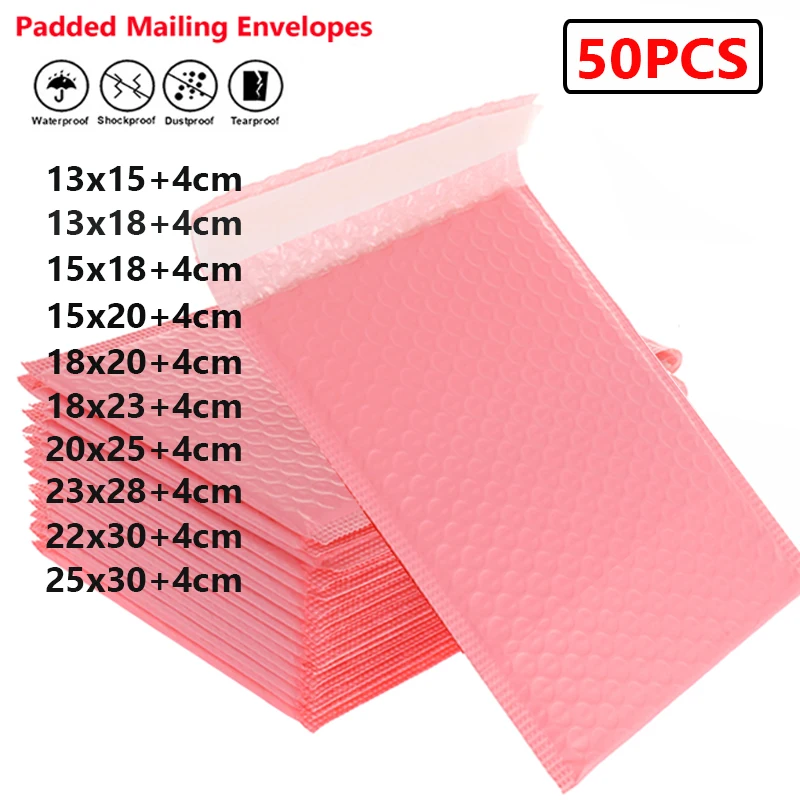 50 Pz Pink Bubble Mailer Buste Imbottite Foderate Poly Mailer Antiurto Mailer Impermeabile Mailer Self Seal Spedizione Sacchetto Di Imballaggio