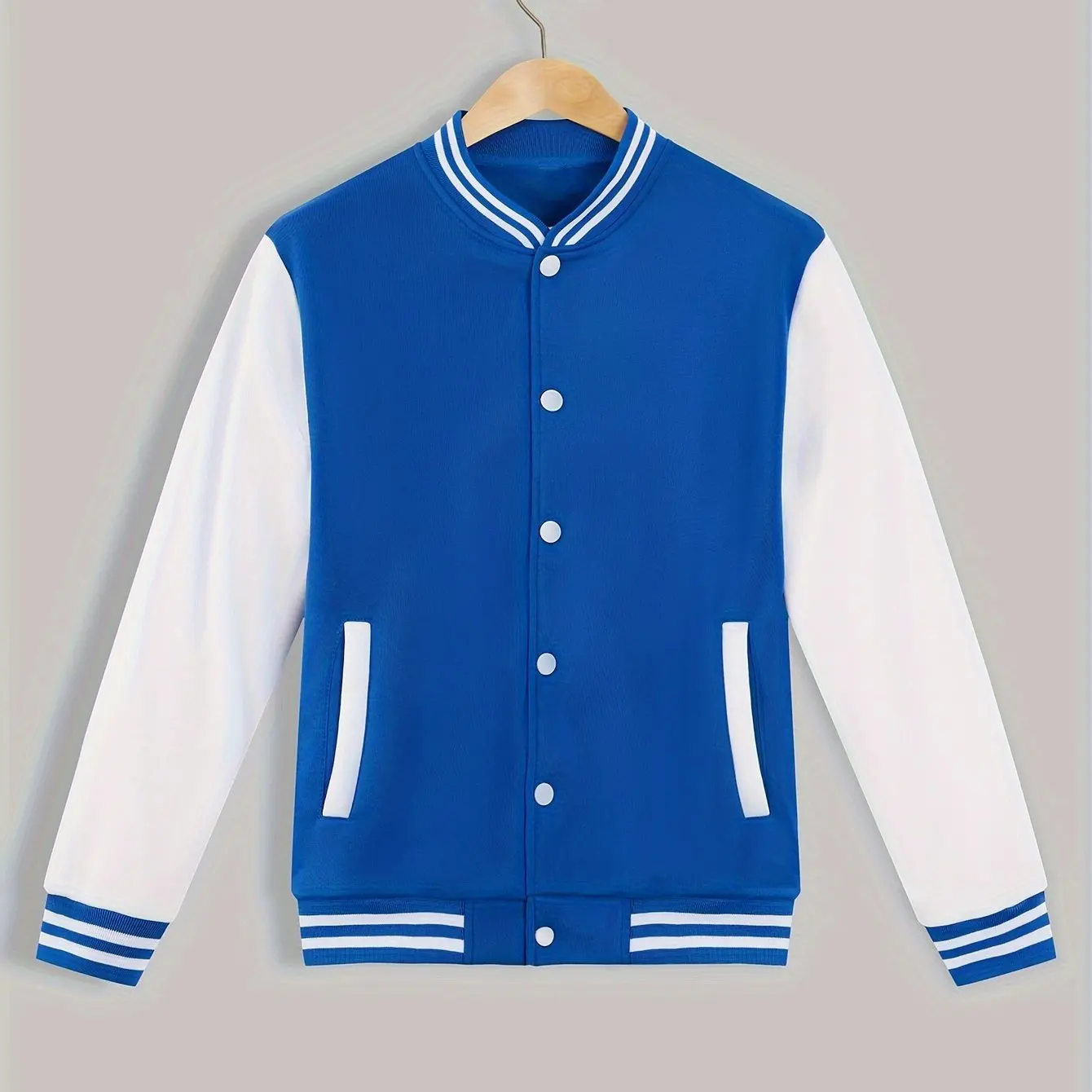 Men's Modern Color Block Bomber Jacket - Casual Baseball Collar, Stretch Comfort, Easy-Care for Spring/Fall