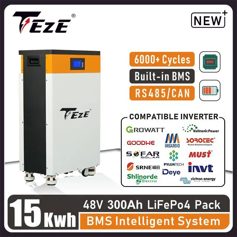 Nuovo Aggiornamento 48V 15Kwh 300Ah Lifepo4 Batteria 51V Powerwall Home Storage Batterie Sistema Bms Integrato Bateria Solar Backup Power