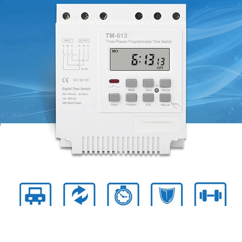 2X Three Phases 380V 415V TIMER Programmable Switch With Backlight