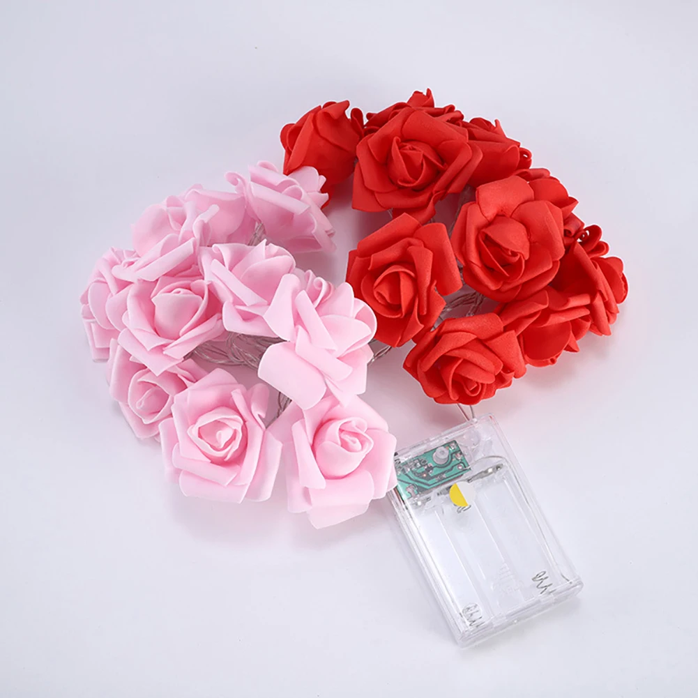 USB/배터리 작동 10/20 LED 장미 꽃 문자열 조명 인공 꽃 꽃다발 화환 발렌타인 데이 웨딩 파티