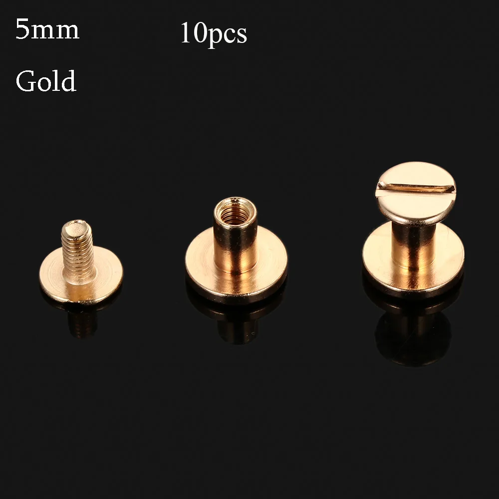 10Pc Set of Brass Round Head Strap Rivets for Leather Crafts and Accessories
