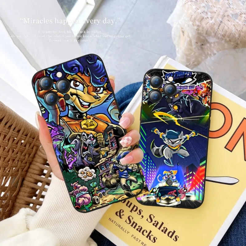 Custodia Per Telefono Cartoon Sly Cooper Per Iphone 14 13 11 12 Pro 8 7 Plus X 13 Pro Max Xr Xs Mini Cover Nere