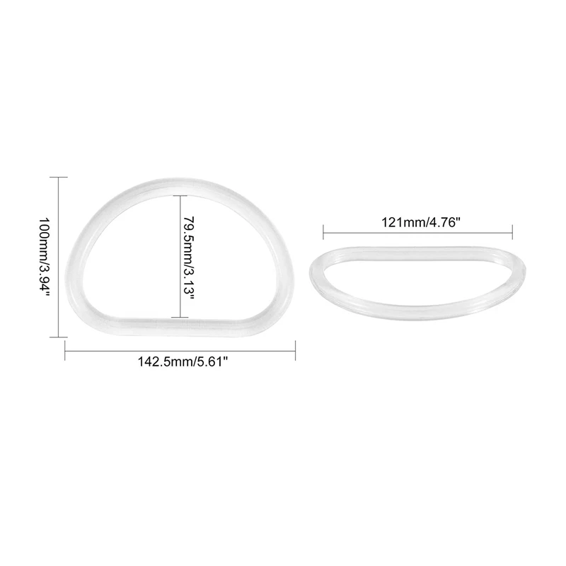 B62B-10Pcs Transparent Bag Handle Replacement D Shape Handbag Purse Handle For Handmade Beach Bag Handbags Purse Handles