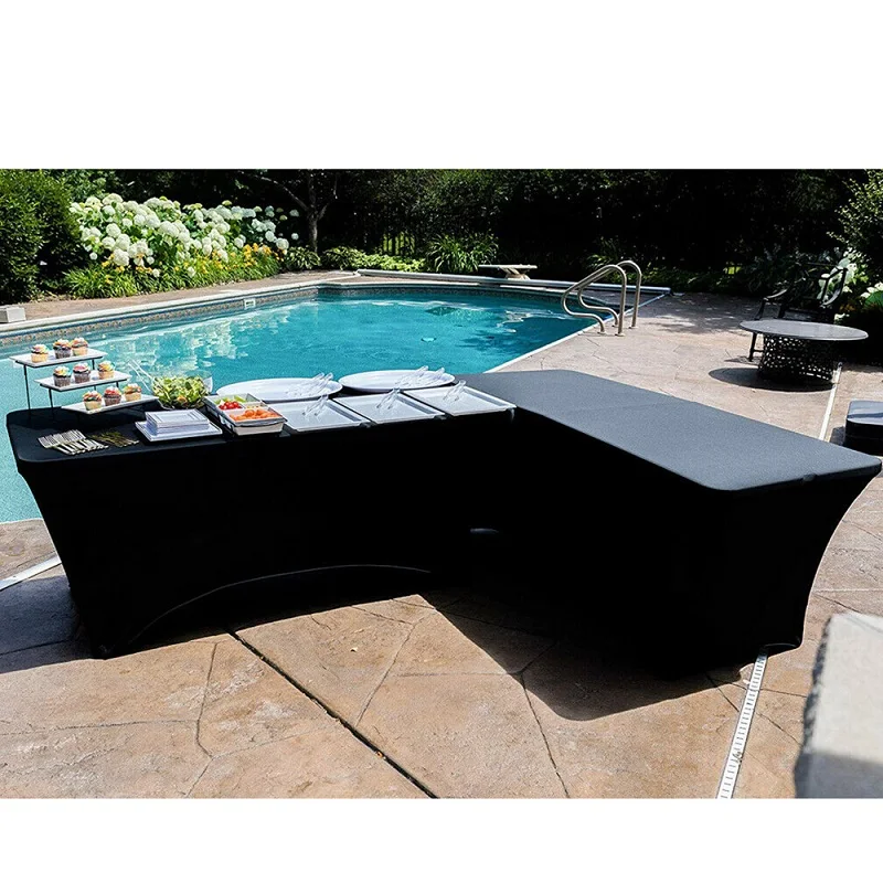 Description Picture 6 of itemTECHOME 4/5/6/8/10FT Stretch Rectangle Tablecloth Spandex Fitted Table Cover Wedding Cocktail