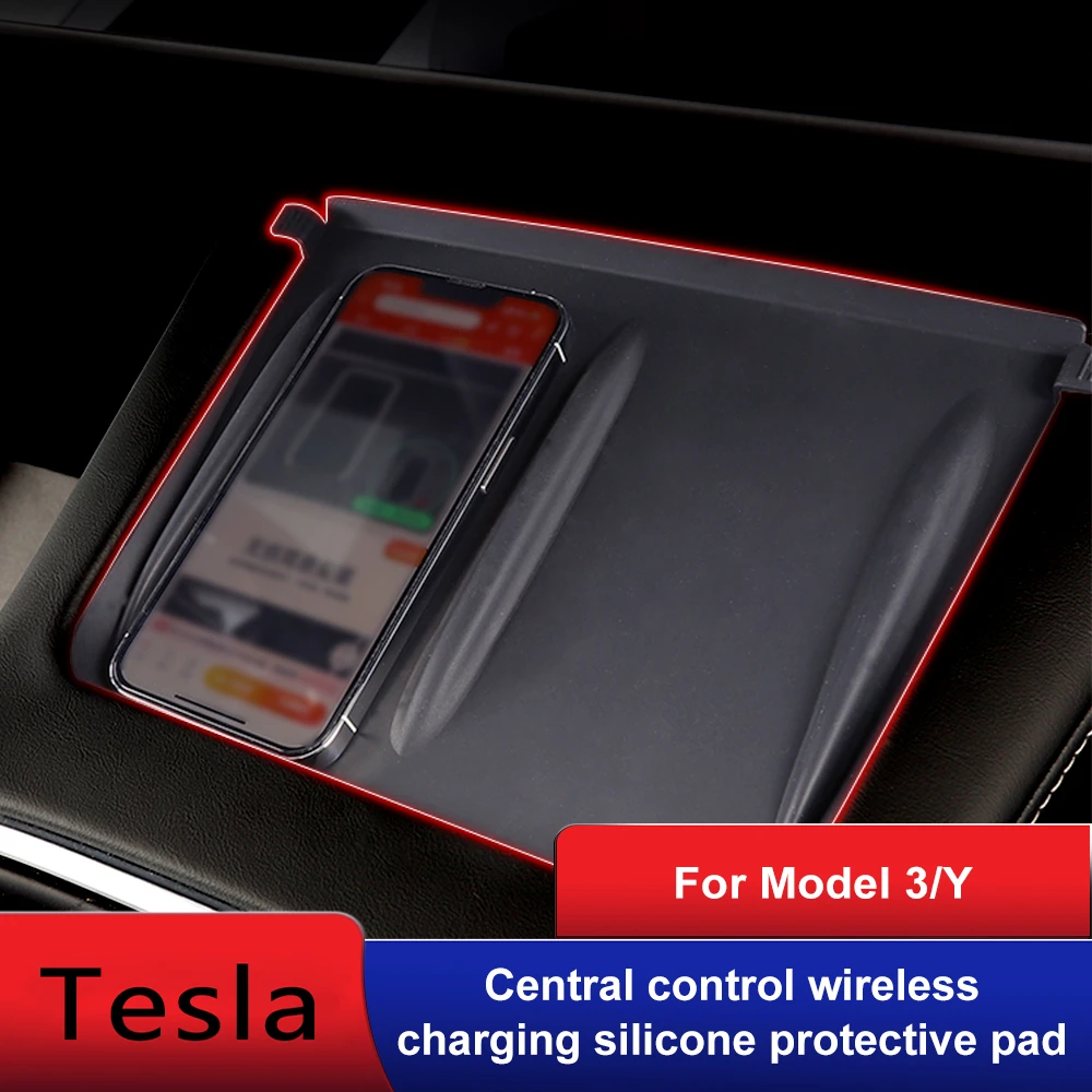 For Tesla Model 3/Y Mobile Phone Charging Anti Slip Pad Silicone Easy