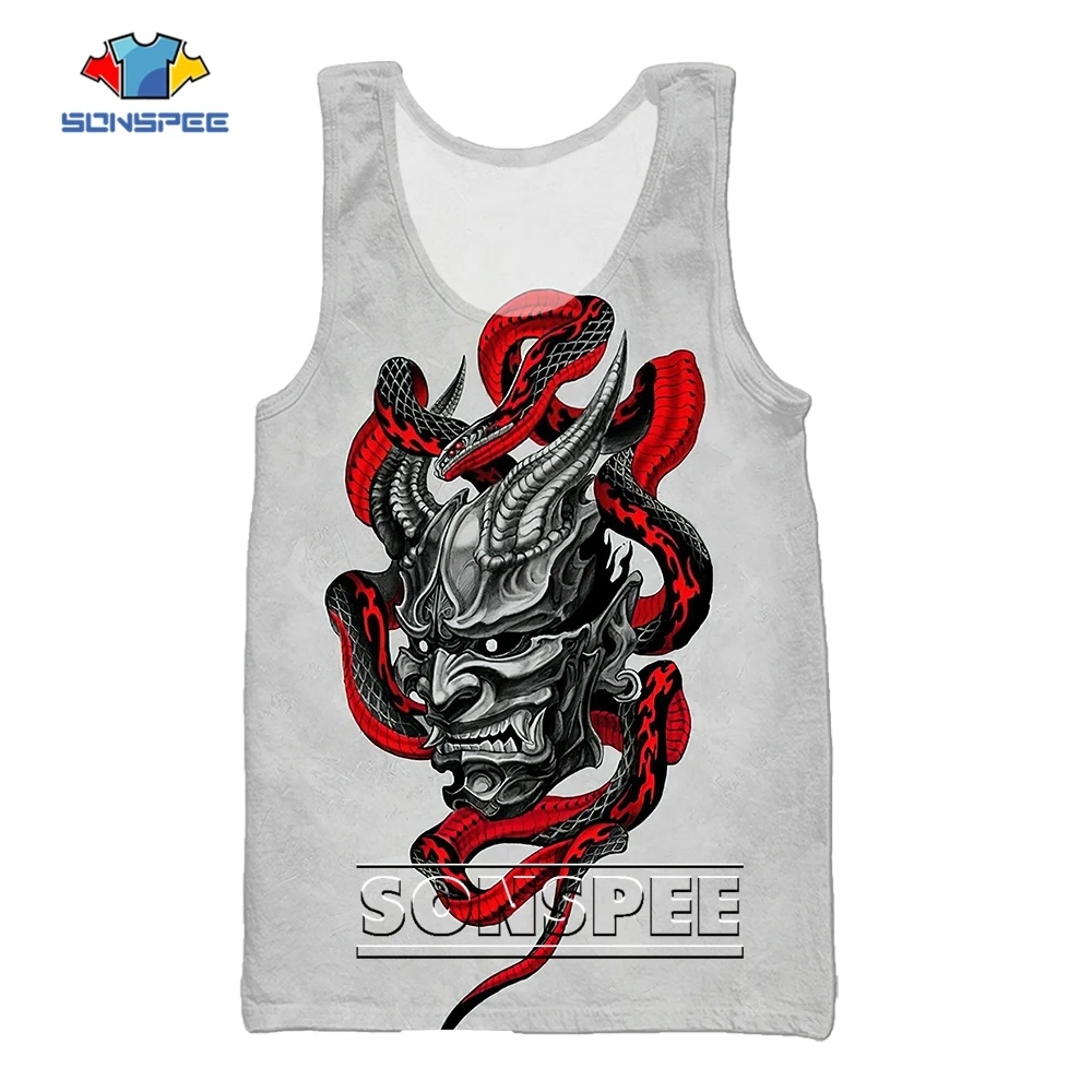 

SONSPEE Horror Style Devil Summer 3D Print Grim Reaper Graphic Beach Vest Men Women Plus Size Kids Streetwear Hip Hop Tank Tops