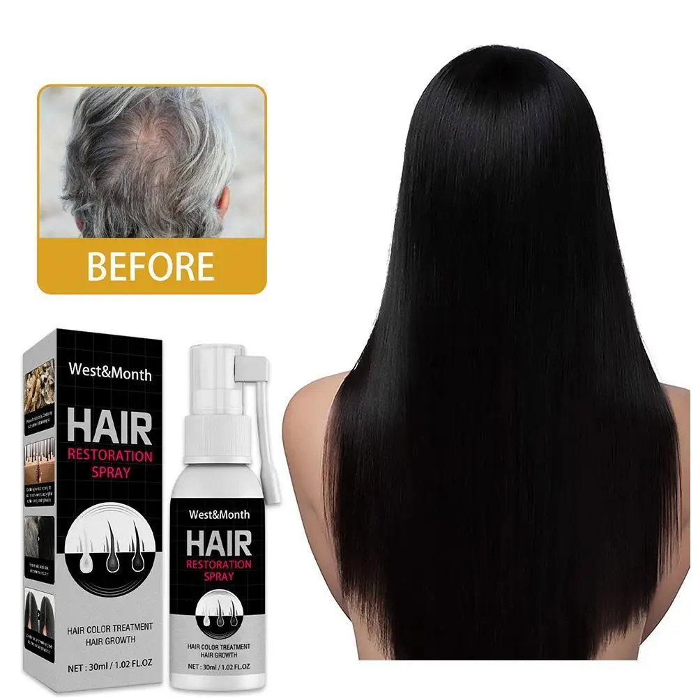 30ml Gray White Hair Treatment Spray Hair Darkening Spray Anti White Herbal Care Serum Nourish