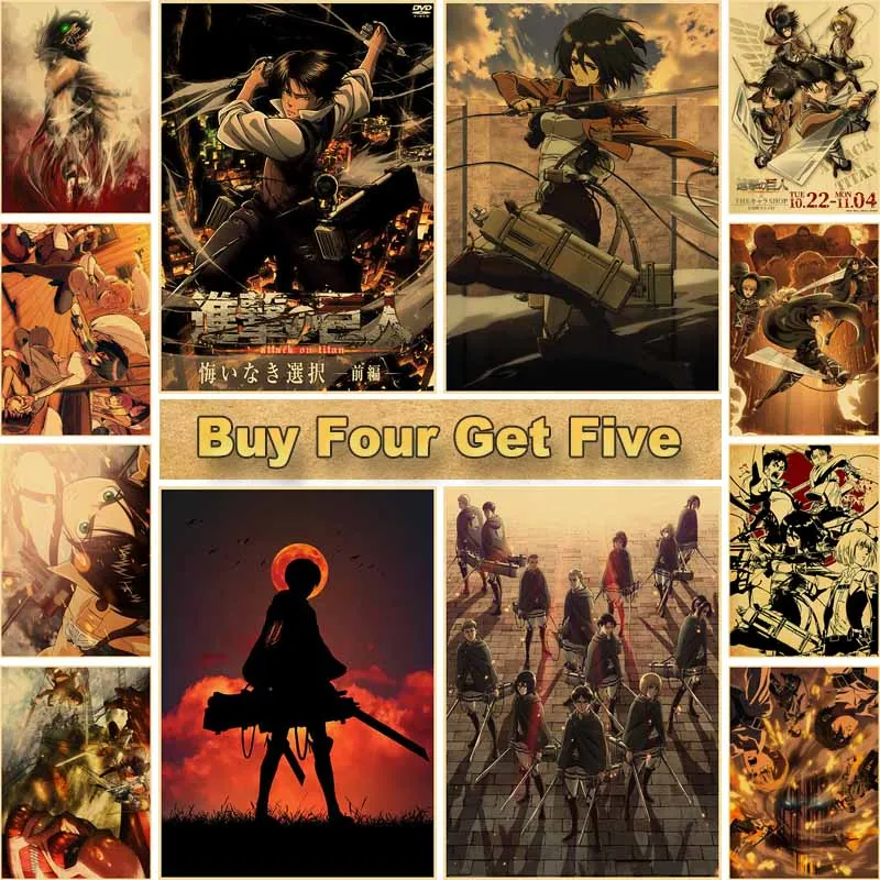 

Kraft Paper Painting Wall Art Room Decoration Aesthetic DIY Decorative Picture Bedroom Decor Retro Attack on Titan Poster Mural