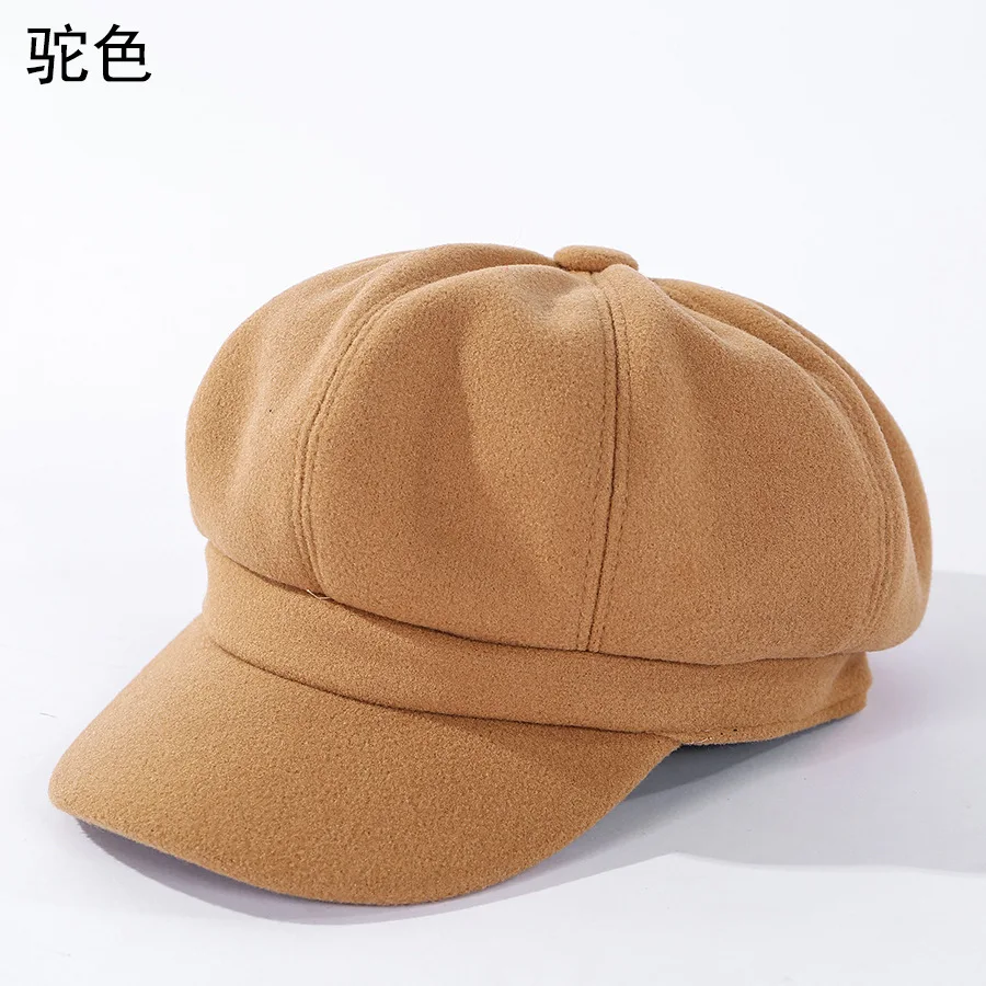 Berets Hat Octagonal Beret Hats Wool Blended Newsboy Caps Women Cool Street Brim Cap Outdoor Winter Autumn Bonnets Girl