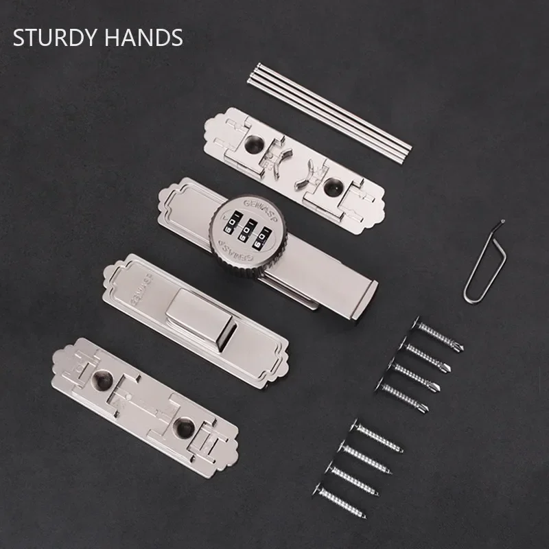 Zinc Alloy Door Buckle 3 Digit Password Barn Door Lock Sliding Hasps Lock Kitchen Cabinet Drawer Bolt Indoor Hardware