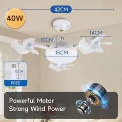 Sleek LED Ceiling Fan Light with Remote Control and Adjustable Dimming - With Remote Control (Type C 40W)