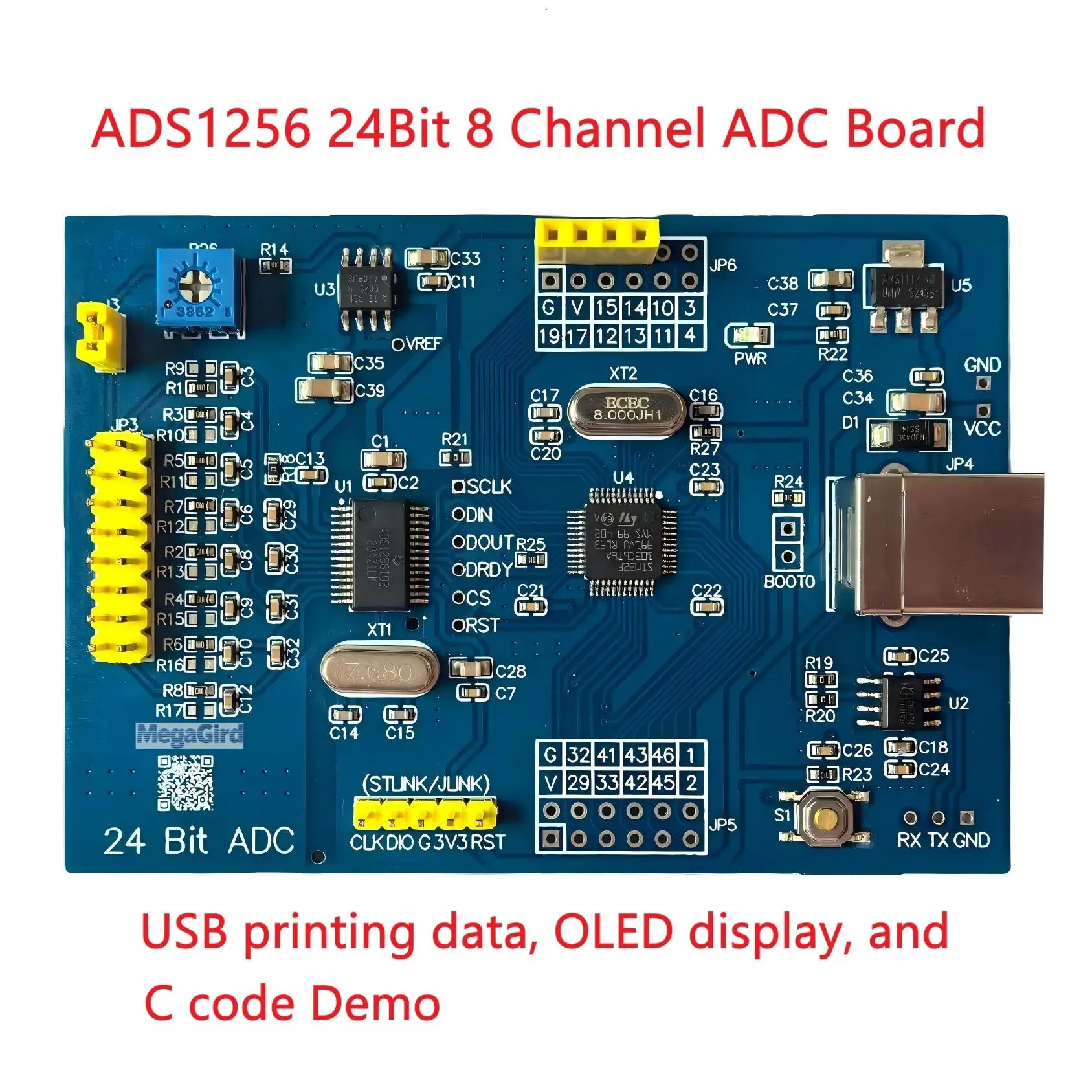 ADS1256 Development Board with On-Board Reference Voltage & SPI ...