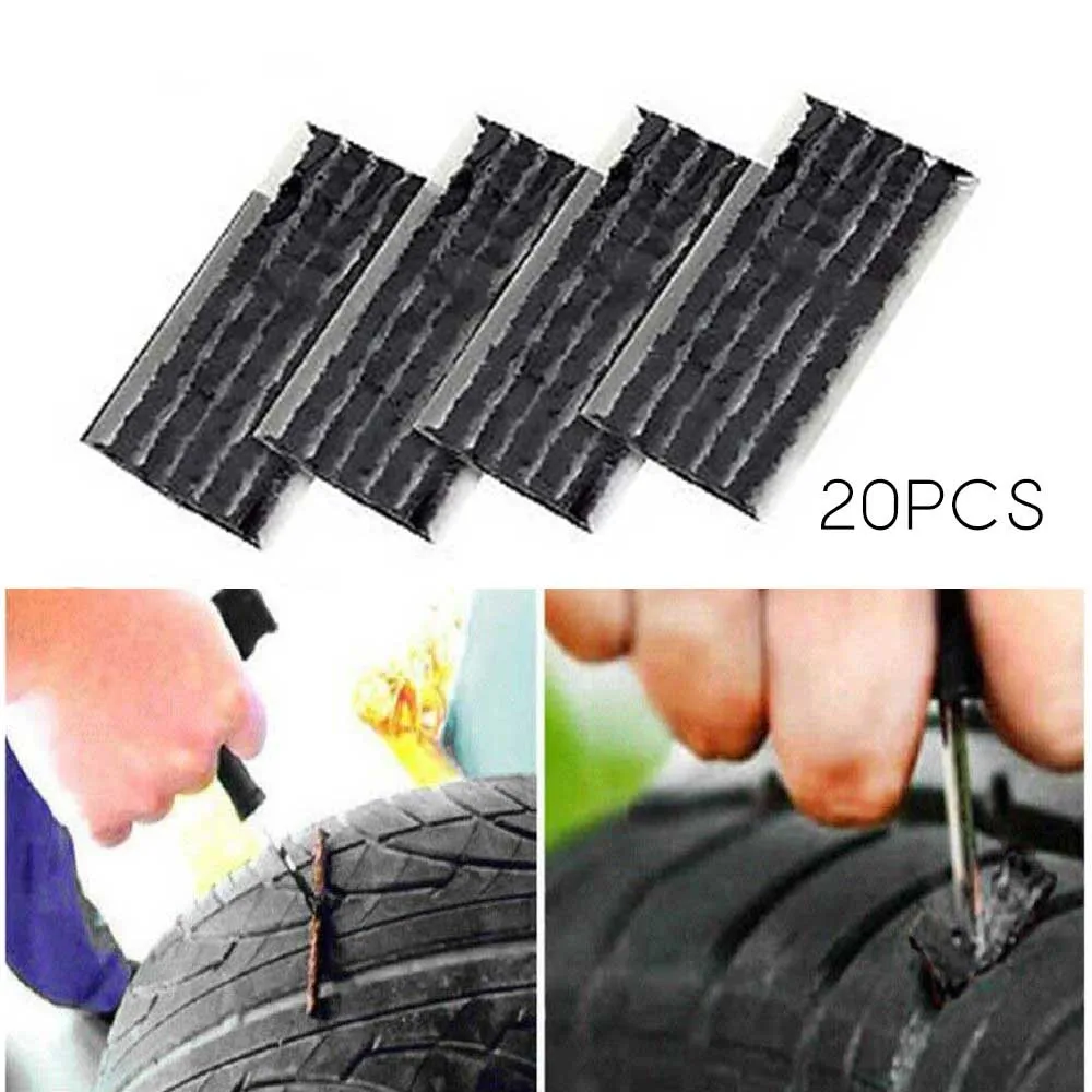 20pcs Car Tubeless Seal Strip Tyre Tubeless Seal Strip Plug Tire Puncture Repair Recovery Kit Tire Repair Tools Kits