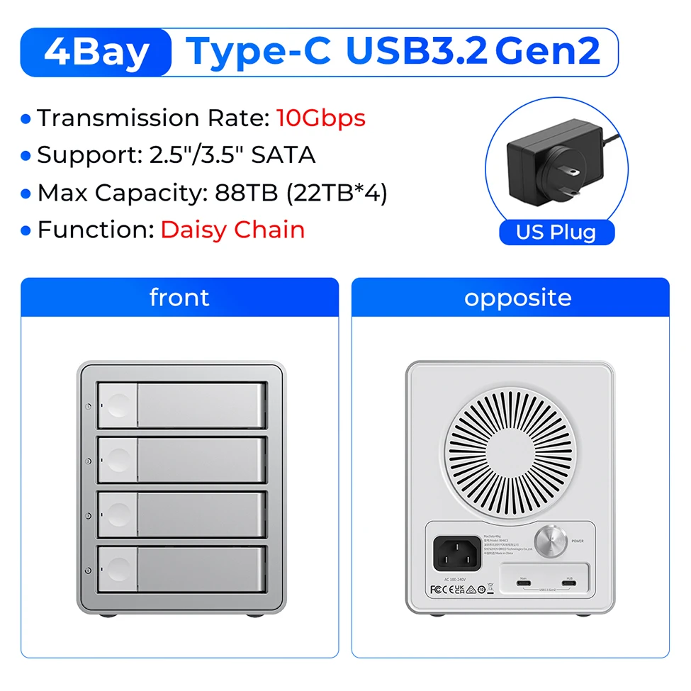 ORICO 9948C3 4ベイ Type-C 外付けHDDケース 10Gbps ORICO HDDケース 4