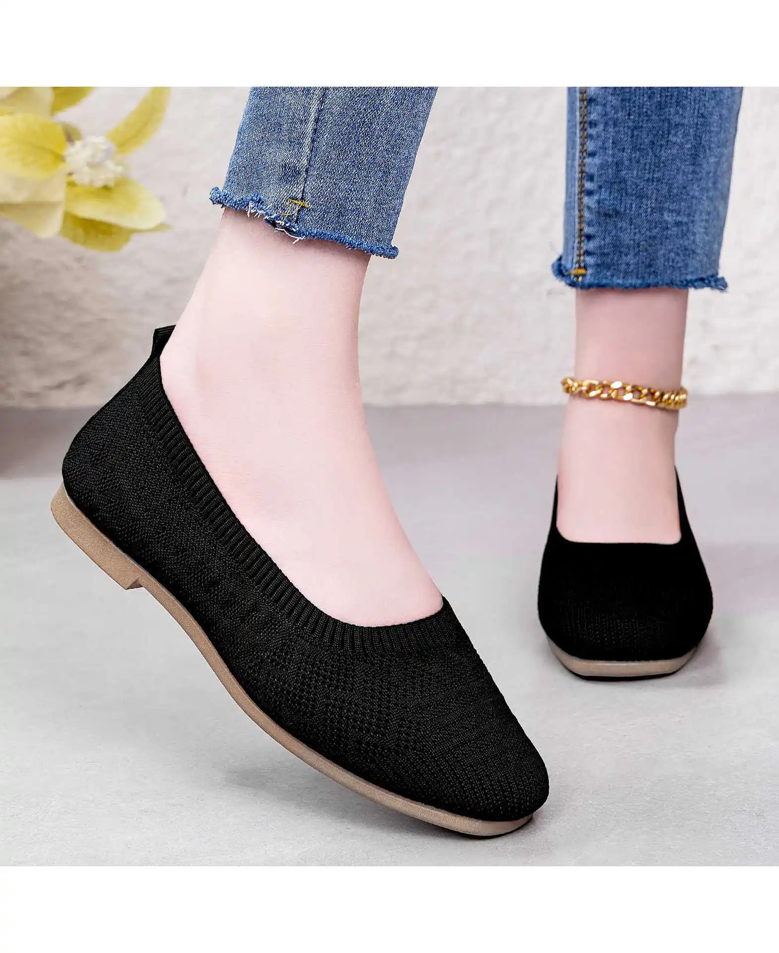 أحذية نسائية عصرية وعملية للربيع، أحذية قماشية مسطحة جديدة بنعل ناعم، أحذية كاجوال سهلة الارتداء للنساء