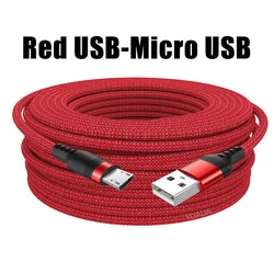Ultra - Durable USB Type - C to Micro USB Fast Charging Data Cable - Extended Length Options - 5m (Red Micro USB)
